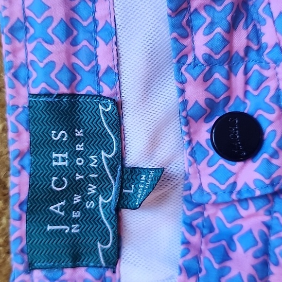 Jachs New York Swim Trunks Men's Size Large Pink Blue Lined Bathing Suit Shorts - Picture 6 of 15